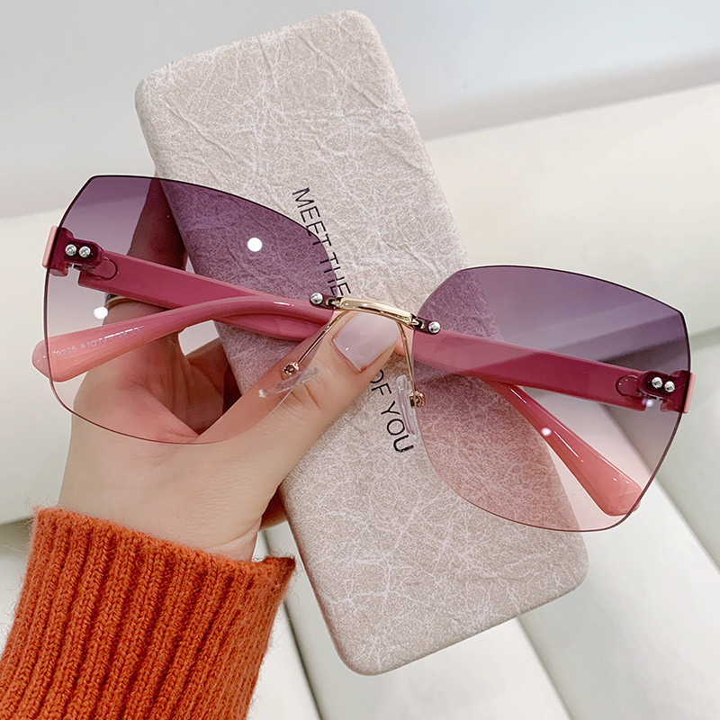 Women Fashion Glasses - Vintage Rimless Sunglasses Women Gradient Sun