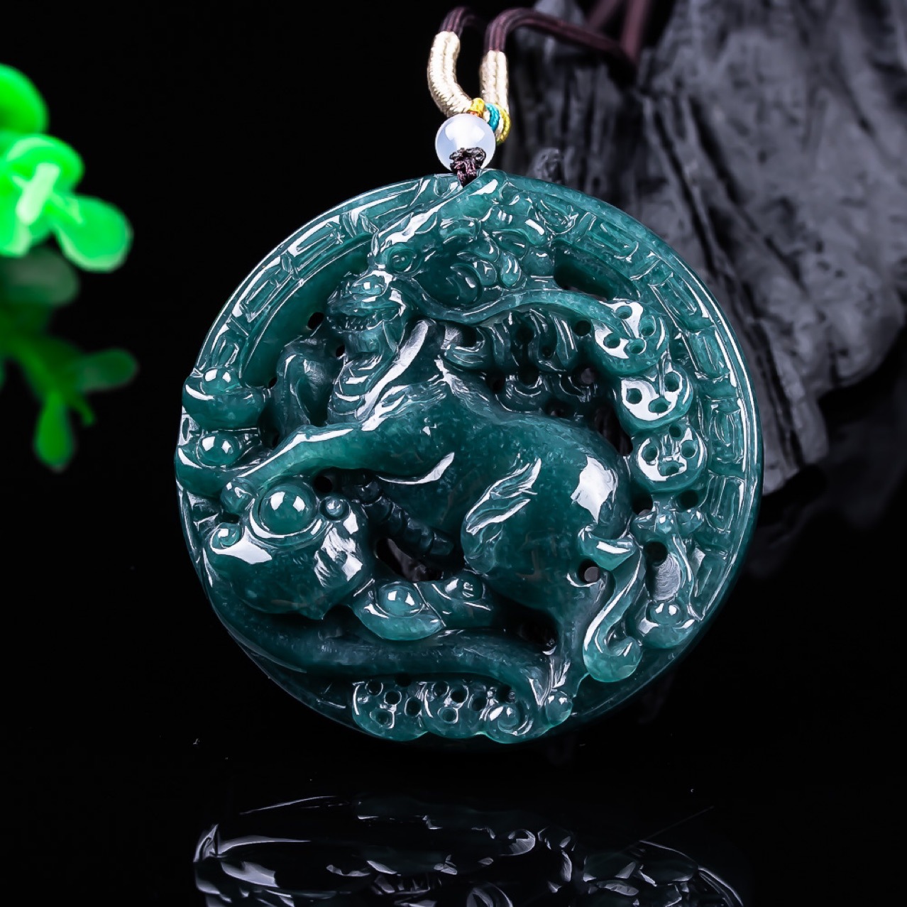 Women Fashion Necklace - Burmese Jadeite Dragon Pendant Gemstone Real