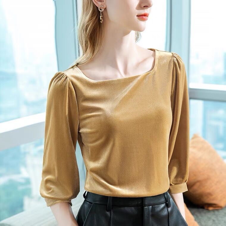 Women Fashion Blouse - England style women fashion vintage square