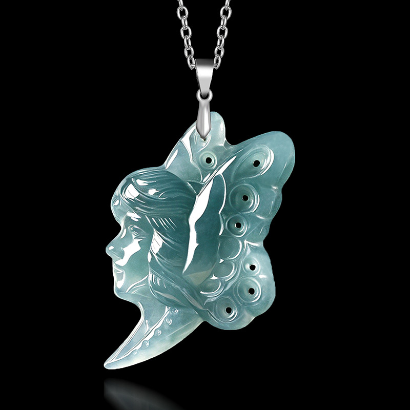 Women Fashion Necklace - S925 Silver Natural Blue Water Jade