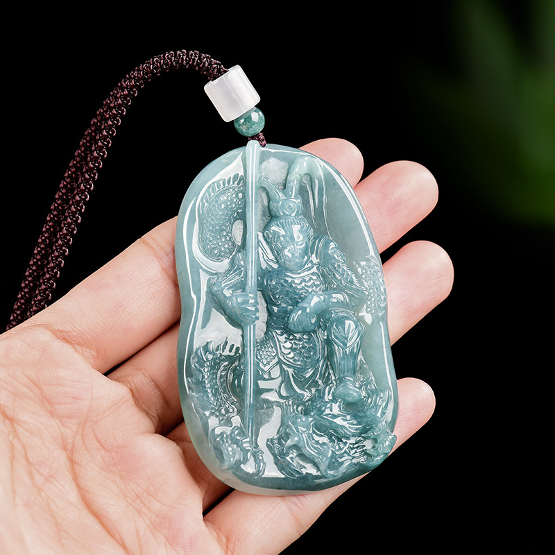 Women Fashion Necklace - Burmese Jadeite Monkey King Pendant Necklace