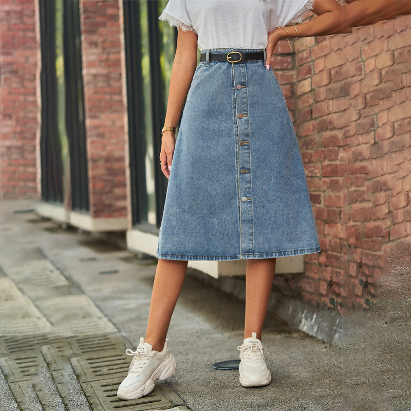 Versatile Slimming Washed Deni - đánh giá và giá A-Line Skirt Midi