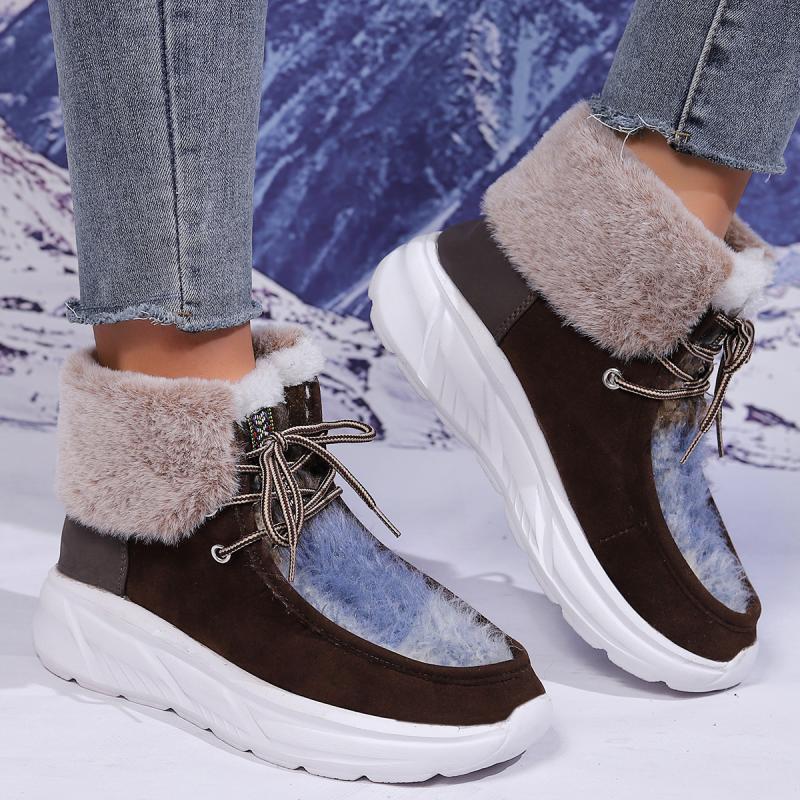 Fashion Faux Fur Lace Up Snow  - đánh giá và giá Women'S Fashion Hiking Boots