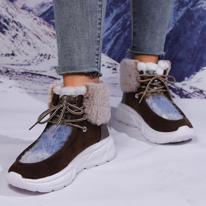 Fashion Faux Fur Lace Up Snow  - đánh giá và giá Women'S Fashion Hiking Boots