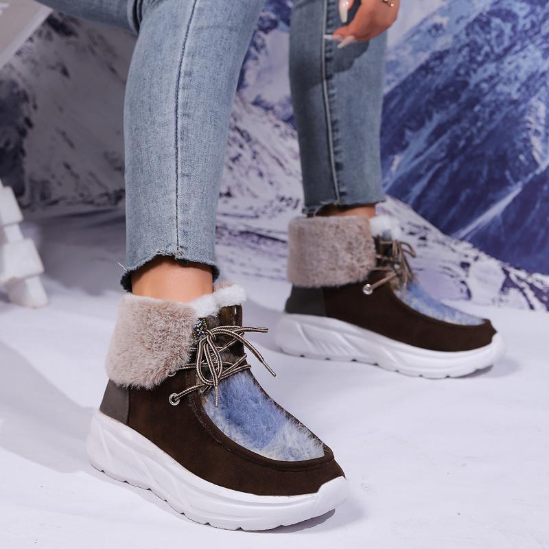 Fashion Faux Fur Lace Up Snow  - đánh giá và giá Women'S Fashion Hiking Boots