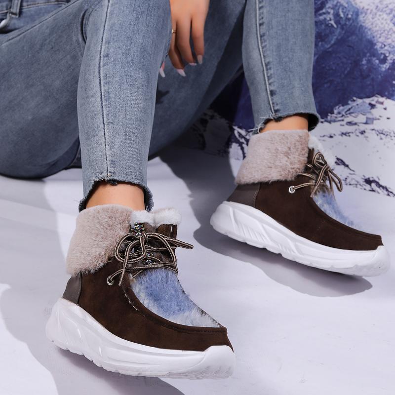 Fashion Faux Fur Lace Up Snow  - đánh giá và giá Women'S Fashion Hiking Boots