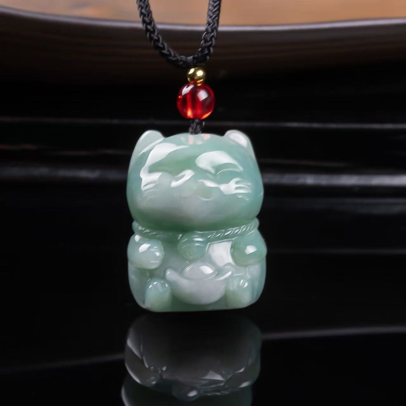 Natural Emerald Jade Lucky Cat - đánh giá và giá Women Fashion Necklace
