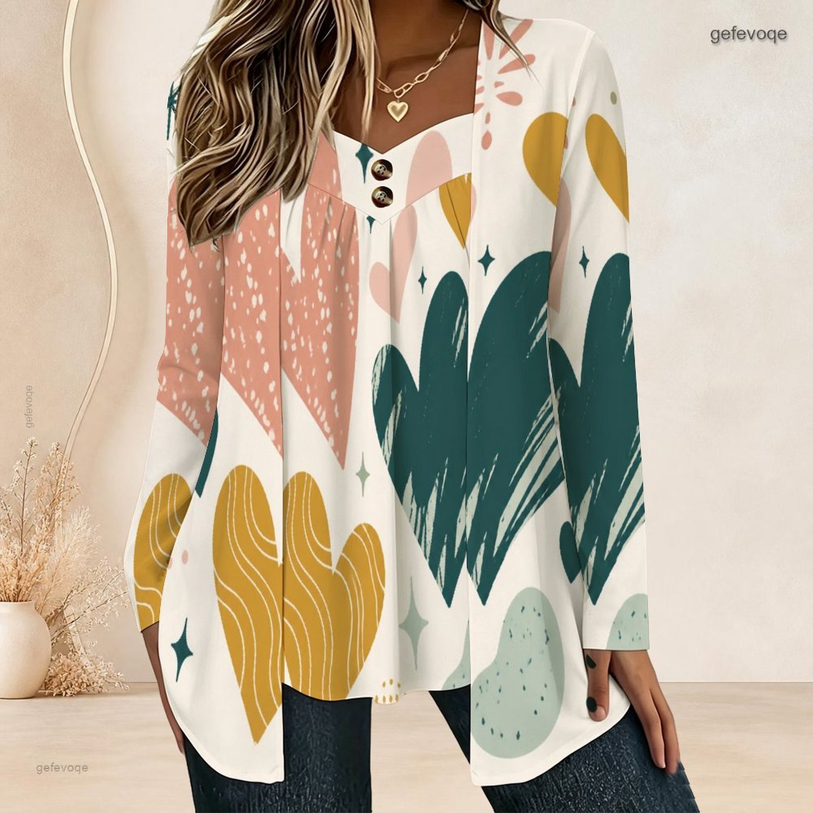 Women Fake Two Piece Long Slee - đánh giá và giá V Neck Cami Top