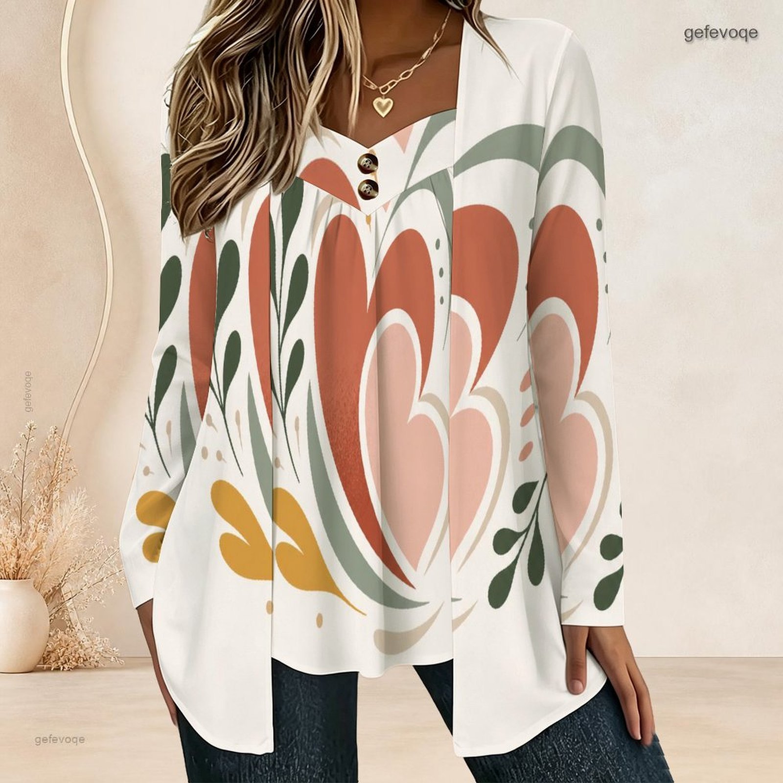 Women Fake Two Piece Long Slee - đánh giá và giá V Neck Cami Top