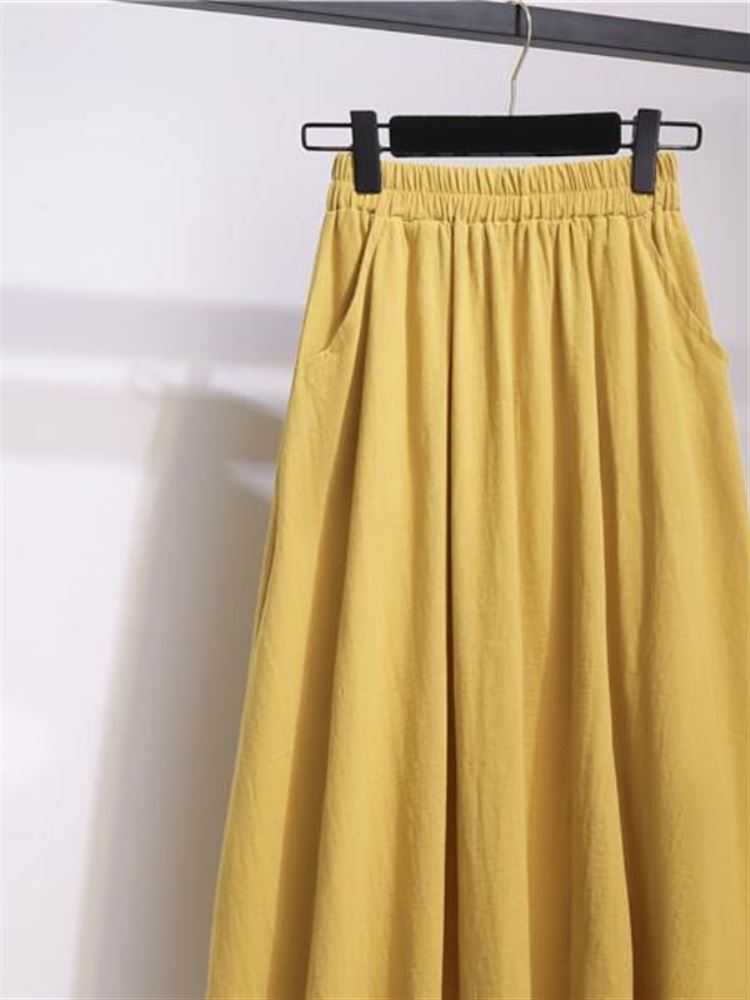 New 2024 High Waist Cotton Lin - đánh giá và giá A-Line Skirt Midi