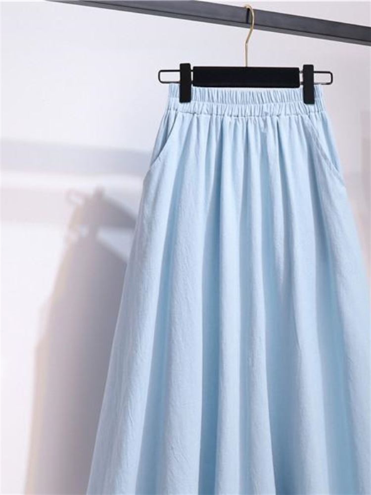 New 2024 High Waist Cotton Lin - đánh giá và giá A-Line Skirt Midi