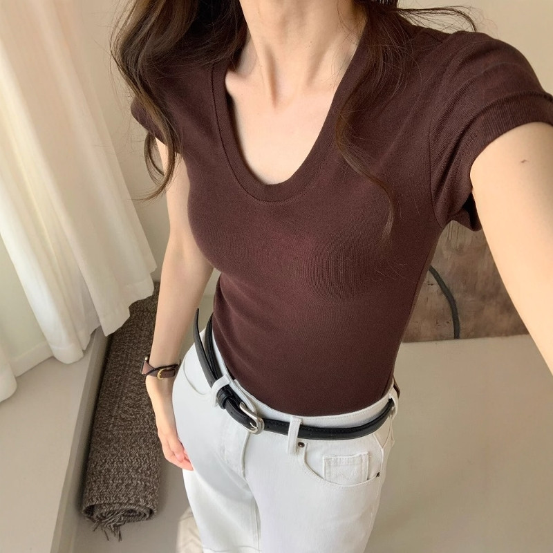 U-Neck Shoulder Short Sleeve T - đánh giá và giá Women Fashion Blouse