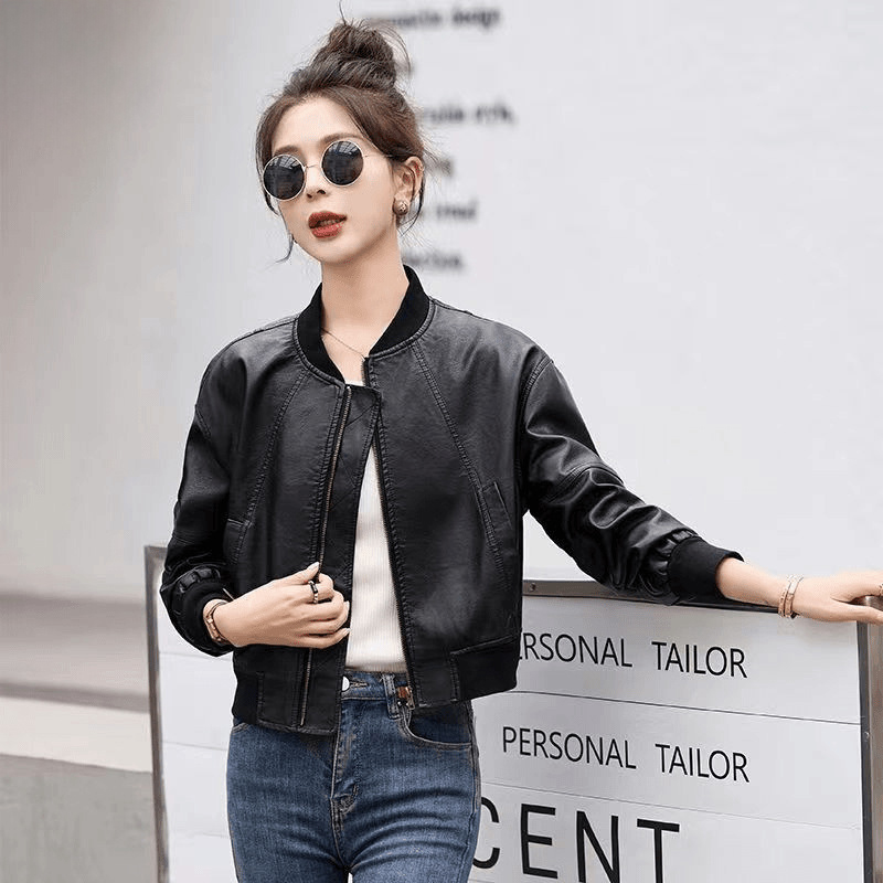 American Retro Faux Leather Ja - đánh giá và giá Women'S Fashion Bomber Jacket