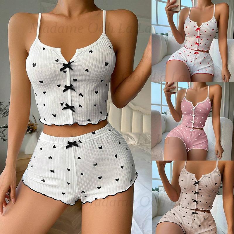 Sexy Heart Print Pajama Set fo - đánh giá và giá V Neck Cami Top
