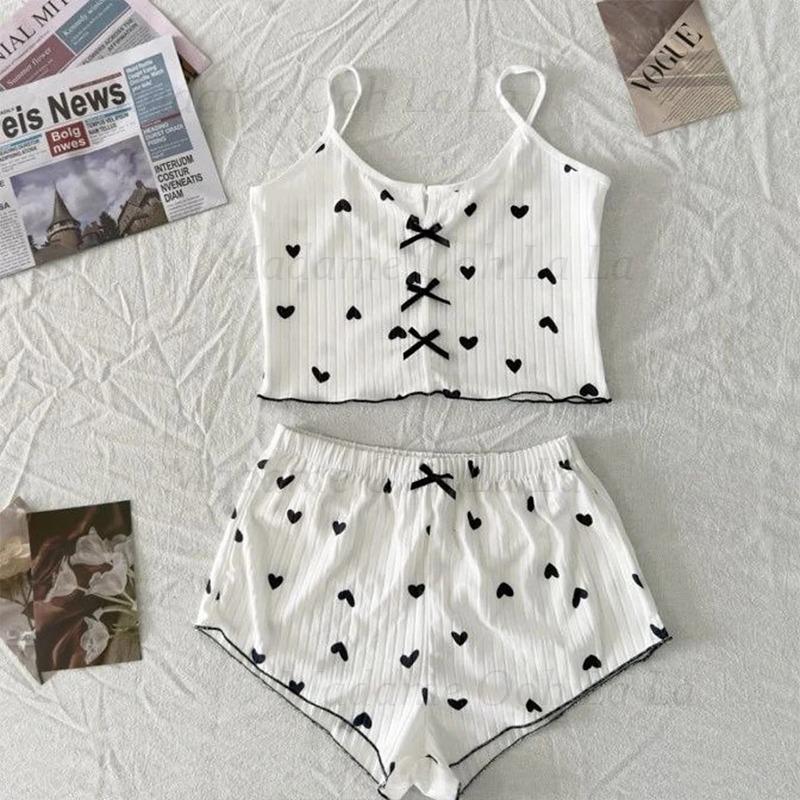 Sexy Heart Print Pajama Set fo - đánh giá và giá V Neck Cami Top