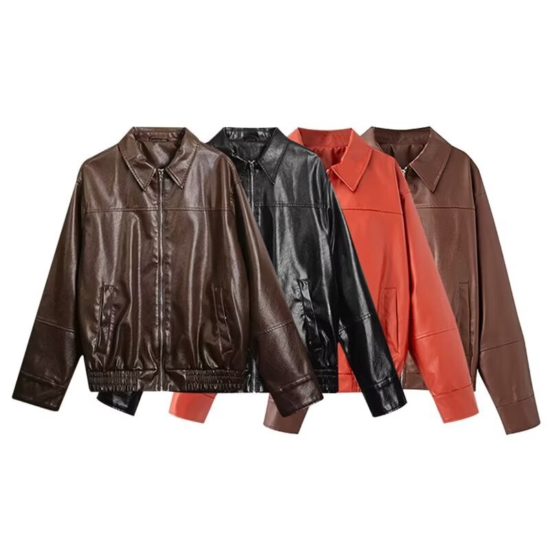 Vintage PU Leather Bomber Jack - đánh giá và giá Women'S Fashion Bomber Jacket