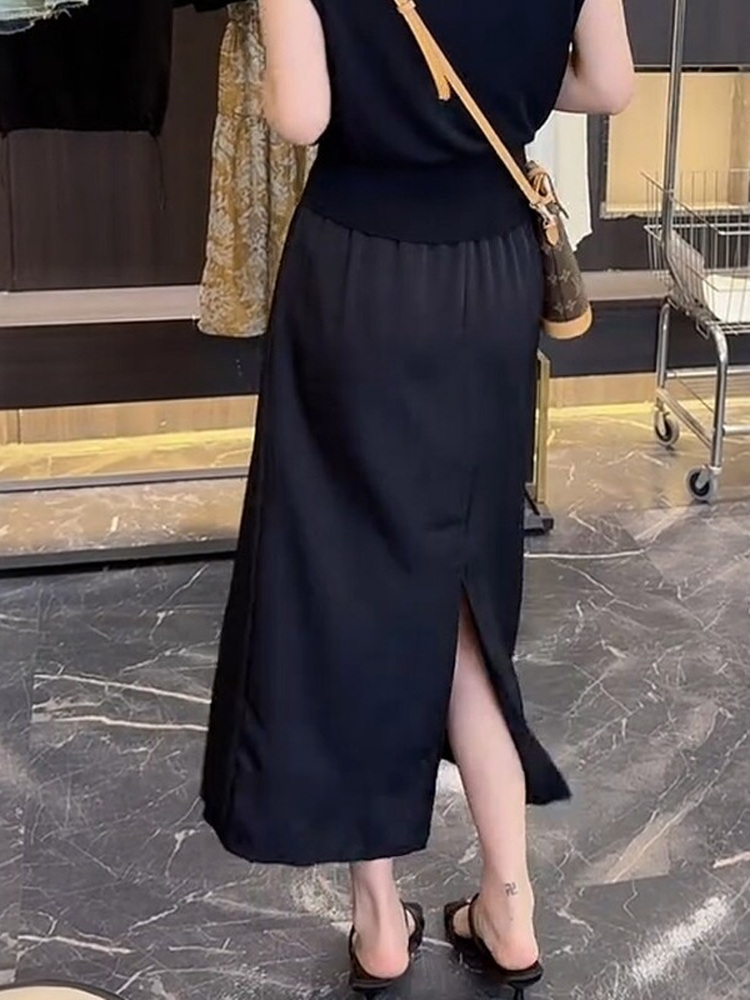 plus Size Women's Satin A-Line - đánh giá và giá A-Line Skirt Midi