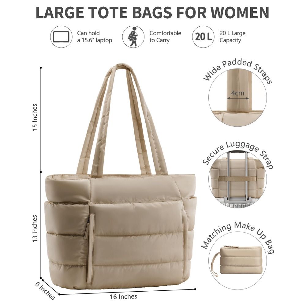 Large Capacity Puffer Tote Bag - đánh giá và giá Coin Purse Women
