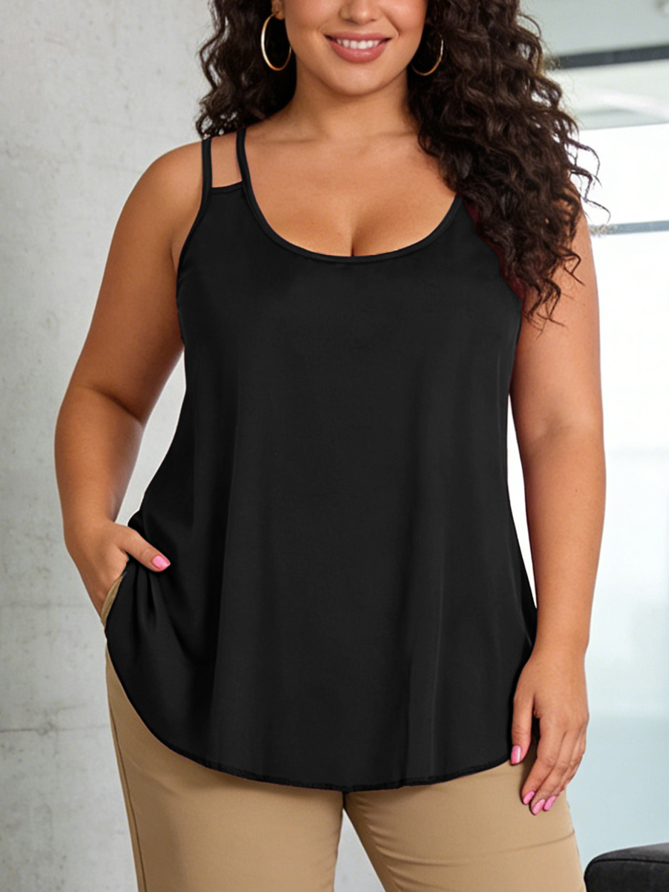 Plus Size Women Cami Top Doubl - đánh giá và giá V Neck Cami Top