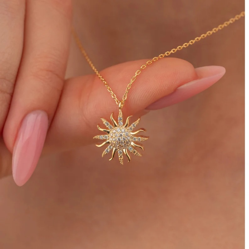 Sun Necklace Gold Color Flame  - đánh giá và giá Women'S Day Fashion Show