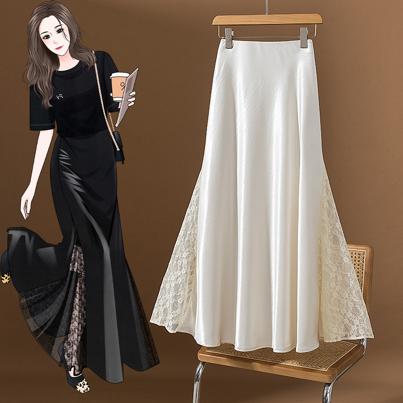 Fashionable Lace Splice Fish T - đánh giá và giá A-Line Skirt Midi