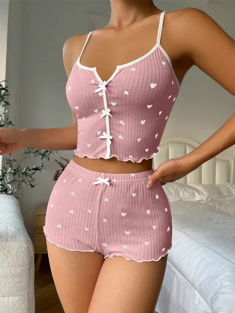 2026 New Sexy Heart Print Paja - đánh giá và giá V Neck Cami Top