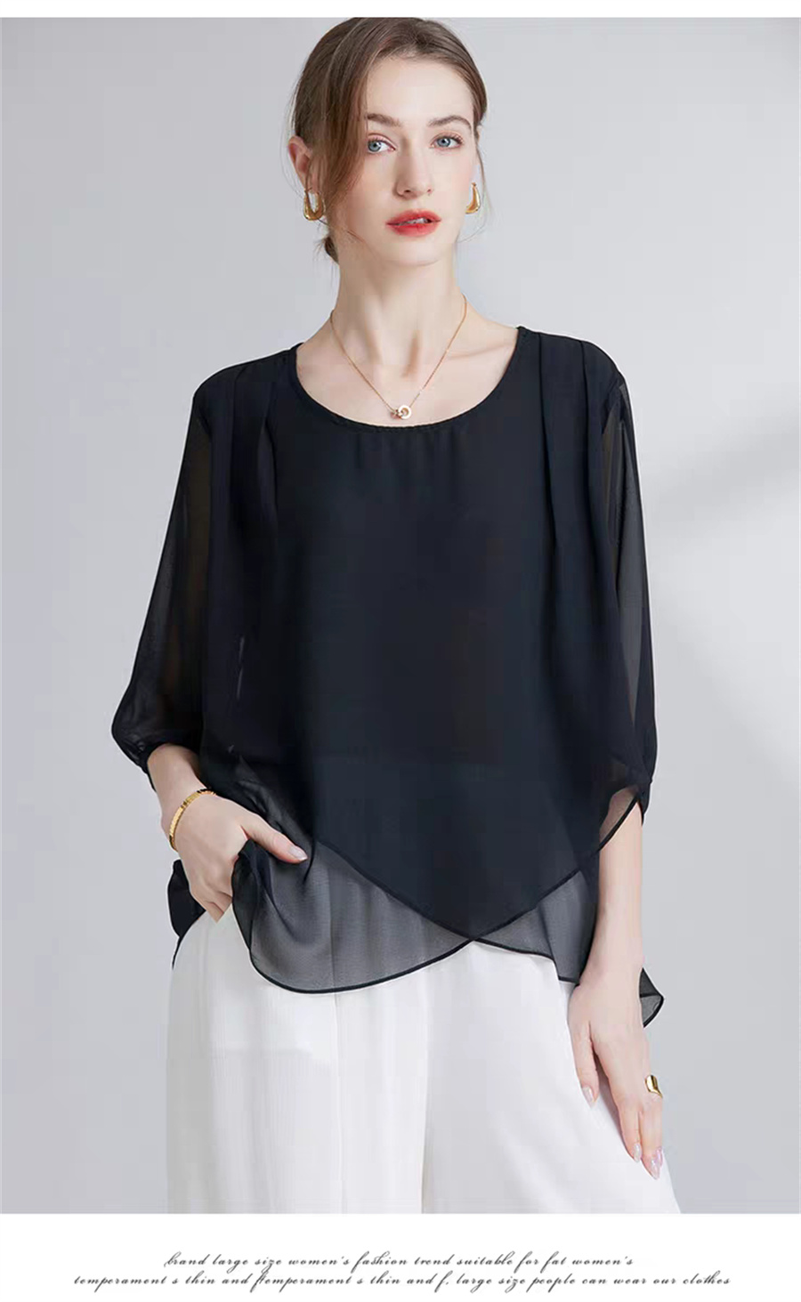 Korean Style Chiffon Plus-Size - đánh giá và giá Women Fashion Blouse